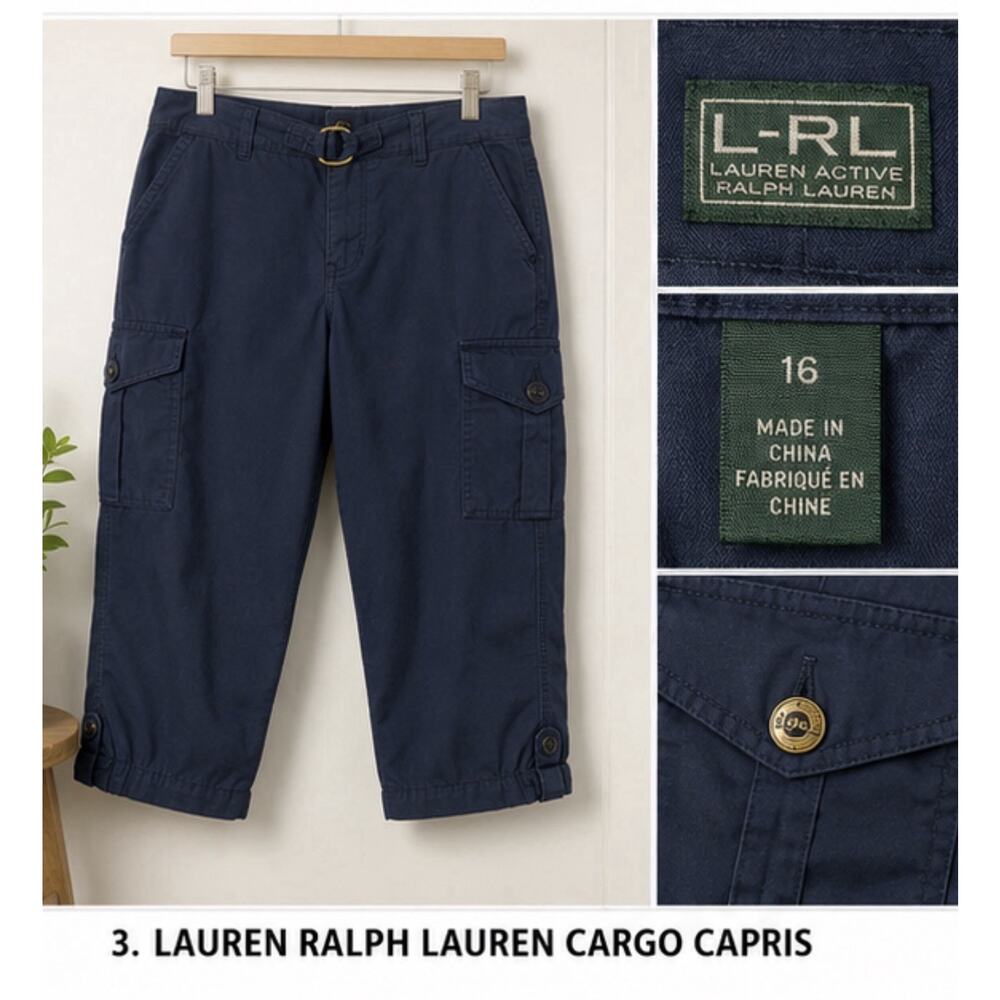 Lauren Ralph Lauren Cargo Capris Navy Womens Size 16 Cropped Pants